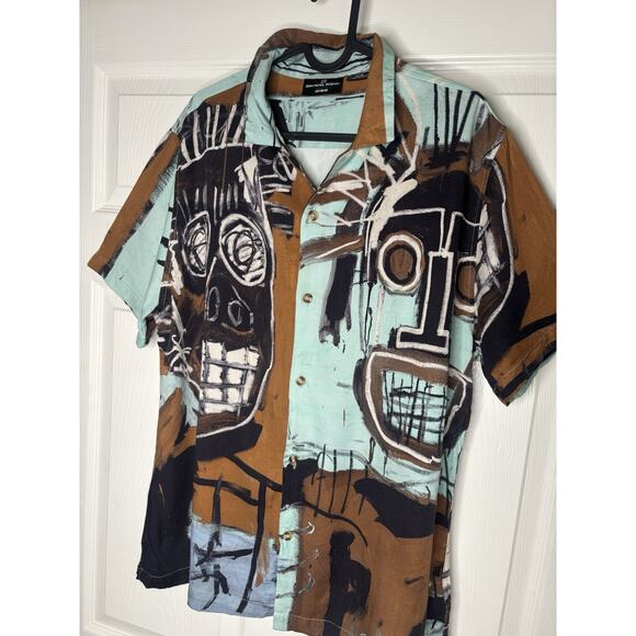 Jean Michel Basquiat x Cotton On Mens Abstract -bold Print- African Shirt Sz M - Picture 6 of 7